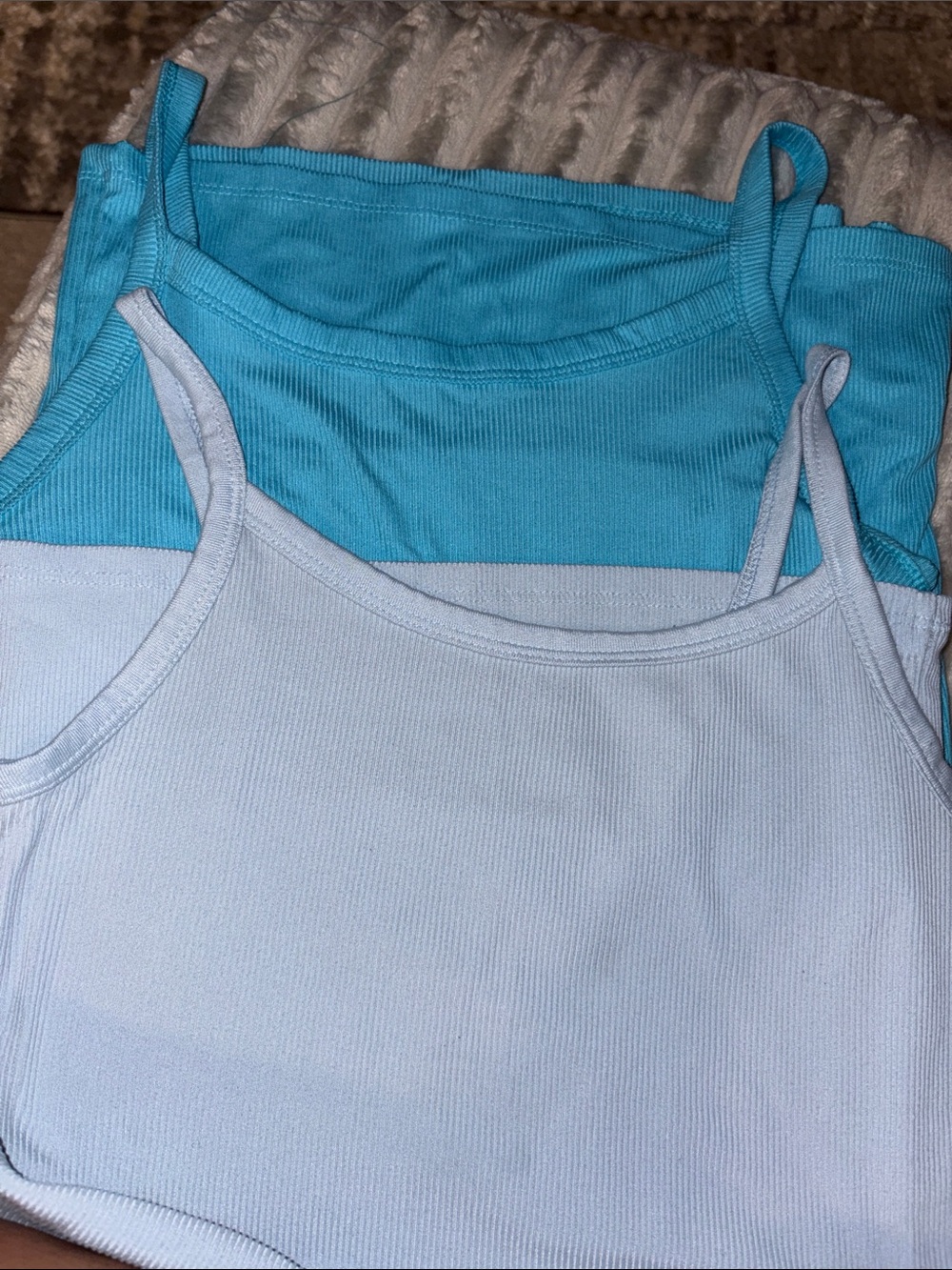 NoBo Bright Aqua and baby blue Ribbed Tank Top